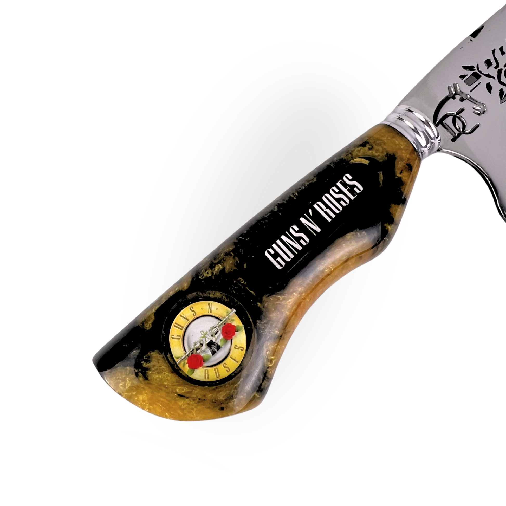 Faca de Churrasco Guns N' Roses 8 Polegadas - Cabo Resina Personalizado - Edição Limitada Rock | Doma Crioula Cutelaria Artesanal