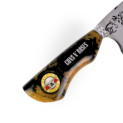 Faca de Churrasco Guns N' Roses 8 Polegadas - Cabo Resina Personalizado - Edição Limitada Rock | Doma Crioula Cutelaria Artesanal