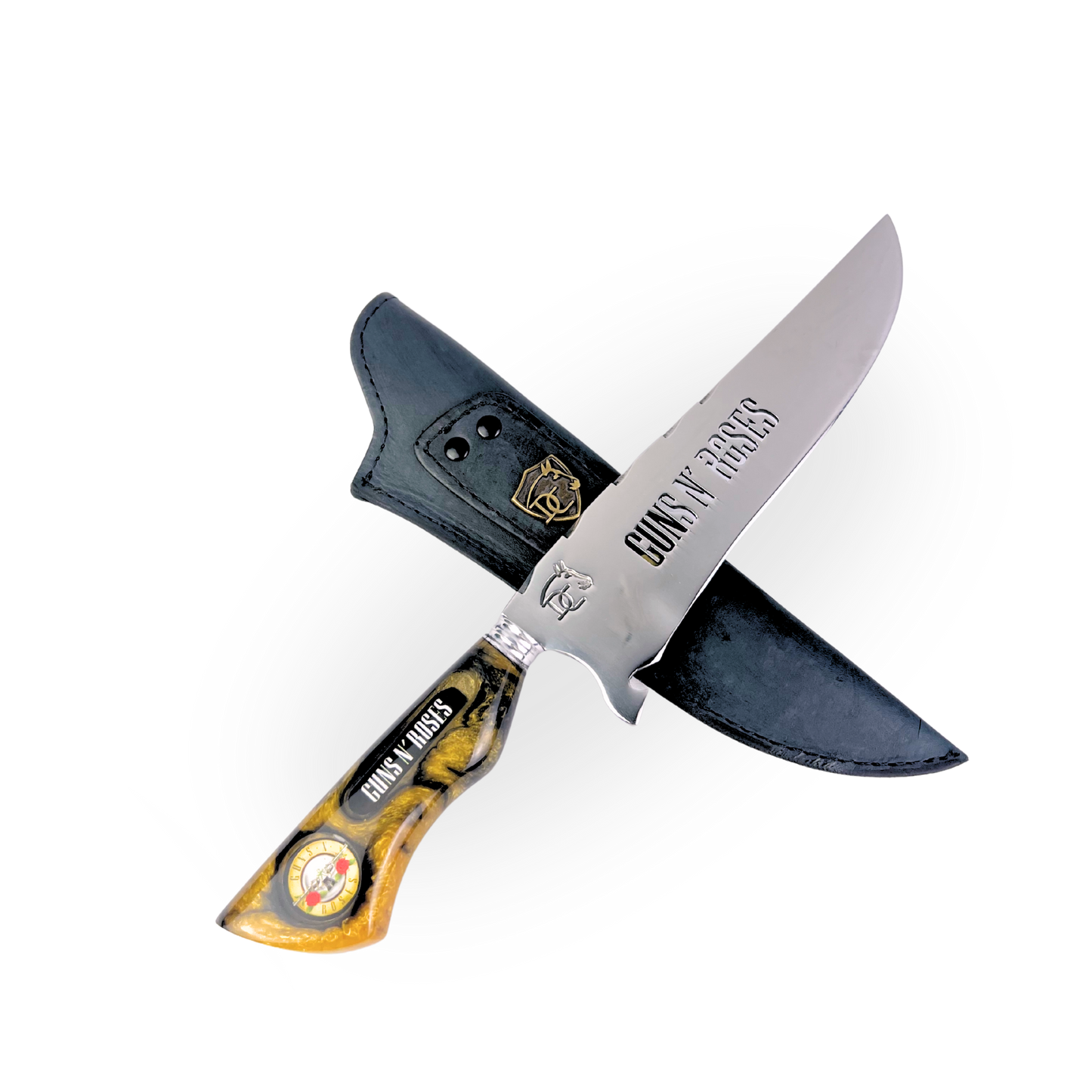Kit Churrasco Guns N' Roses - Faca 8" + Tábua Personalizada | Doma Crioula Cutelaria Artesanal