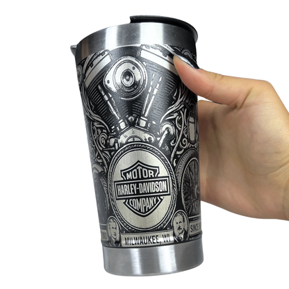 Copo Térmico Harley Davidson - Gravação a Laser 360° - 475ML | Doma Crioula Cutelaria Artesanal