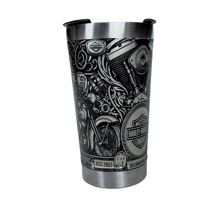 Copo Térmico Harley Davidson - Gravação a Laser 360° - 475ML | Doma Crioula Cutelaria Artesanal