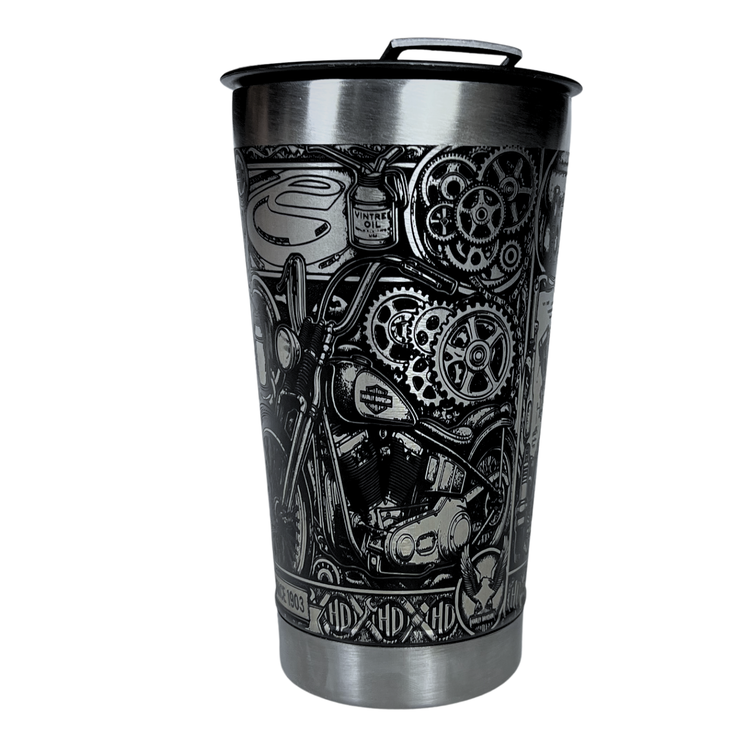 Copo Térmico Harley Davidson - Gravação a Laser 360° - 475ML | Doma Crioula Cutelaria Artesanal