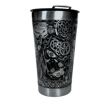 Copo Térmico Harley Davidson - Gravação a Laser 360° - 475ML | Doma Crioula Cutelaria Artesanal