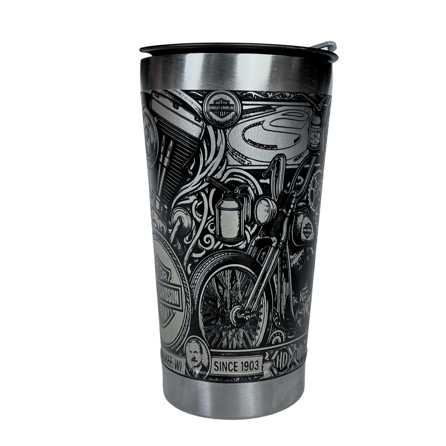 Copo Térmico Harley Davidson - Gravação a Laser 360° - 475ML | Doma Crioula Cutelaria Artesanal
