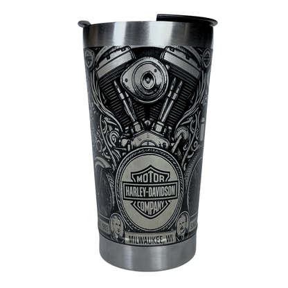 Copo Térmico Harley Davidson - Gravação a Laser 360° - 475ML | Doma Crioula Cutelaria Artesanal