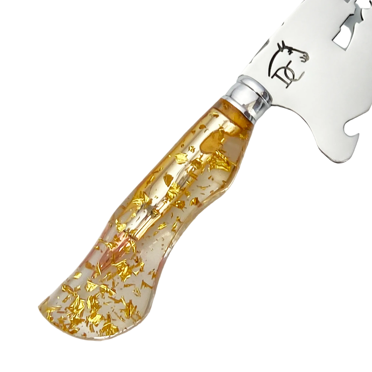 Faca de Churrasco Artesanal 8" Folhas Douradas - Sniper - Aço Inox Premium