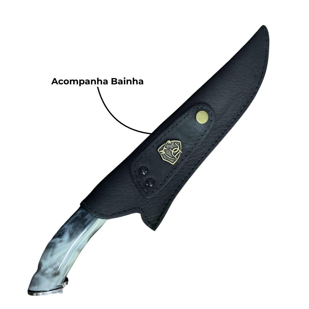 Faca de Patinha 8" Aço Inox 3mm - Cabo Resina e Ferradura