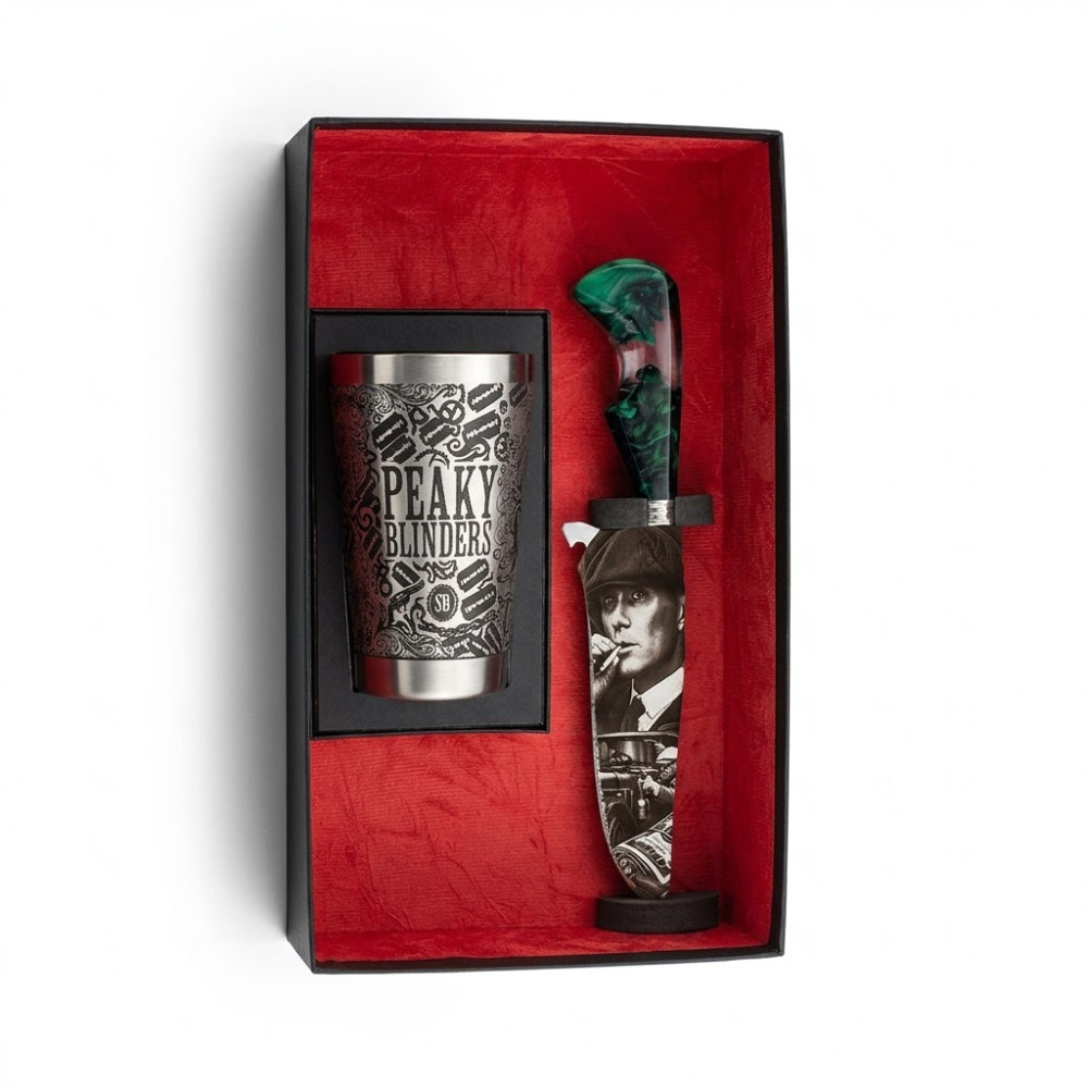 Kit Presente Peaky Blinders - Faca 8" Artesanal + Copo Térmico 475ml | Doma Crioula Cutelaria Artesanal