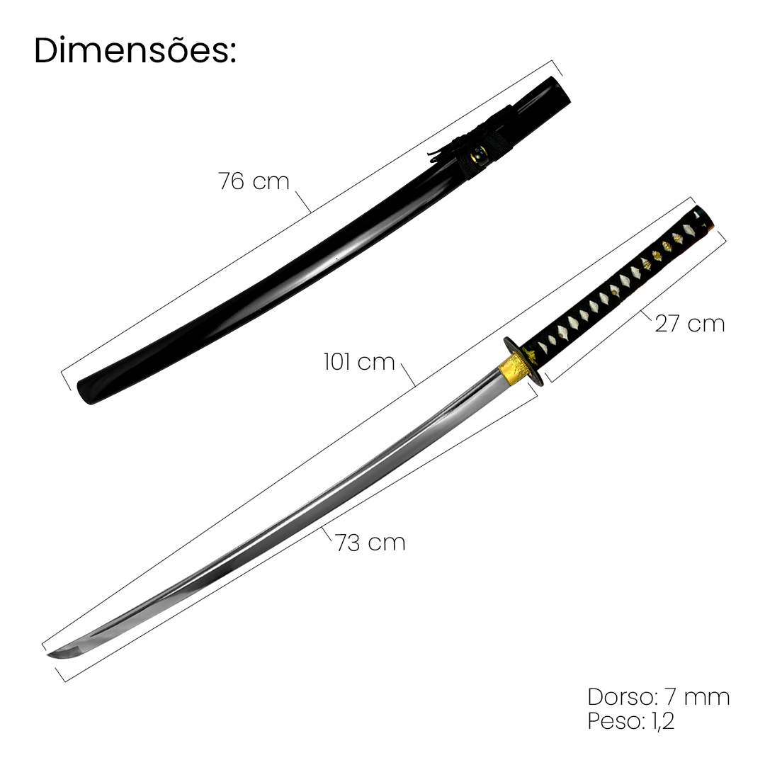 Katana Samurai Decorativa - Cabo Tsuka Tradicional - 27 Polegadas