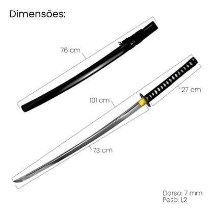 Katana Samurai Decorativa - Cabo Tsuka Tradicional - 27 Polegadas