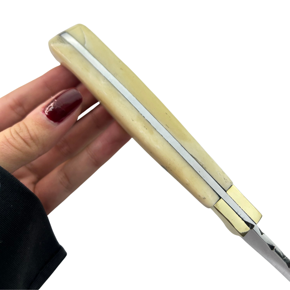 Faca Fileteira Aço Inox 420C 7 Polegadas - Cabo Full Tang Osso Bovino | Doma Crioula Cutelaria Artesanal