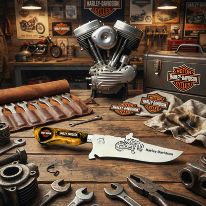 Picanheira Harley-Davidson 8 Polegadas - Cabo Resina Personalizado | Doma Crioula Cutelaria Artesanal