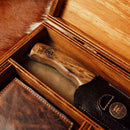 Canivete Artesanal Caçador - Cabo Resinado Amarelo com Branco - Forja Bruta