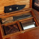 Canivete Artesanal Caçador - Cabo Resinado Amarelo com Branco - Forja Bruta