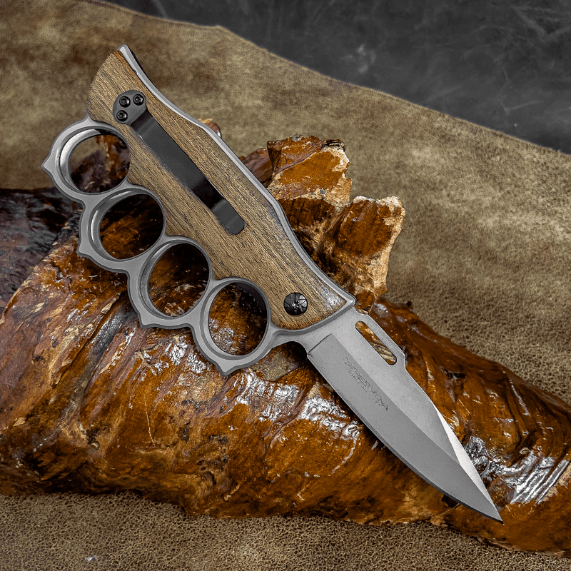 Canivete Soco Inglês - Cabo Madeira Natural - Forja Bruta