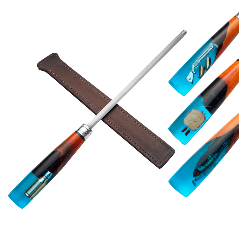 Chaira, Cabos Variados em resina, Aço Inox - 38cm - Forja Bruta