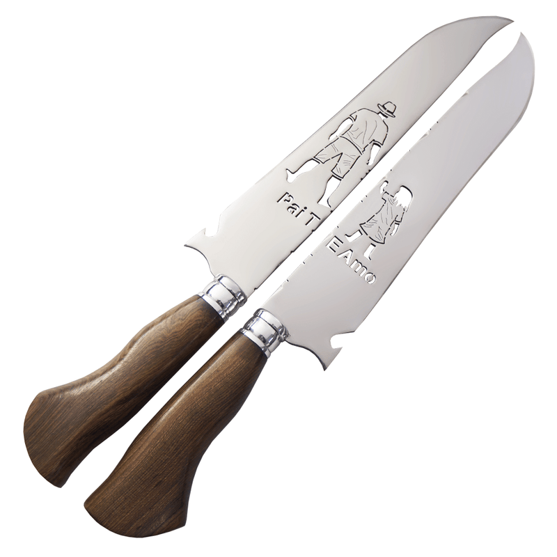 Combo Facas Artesanais 10", Modelo Pai Te Amo, Aço Inox - Forja Bruta