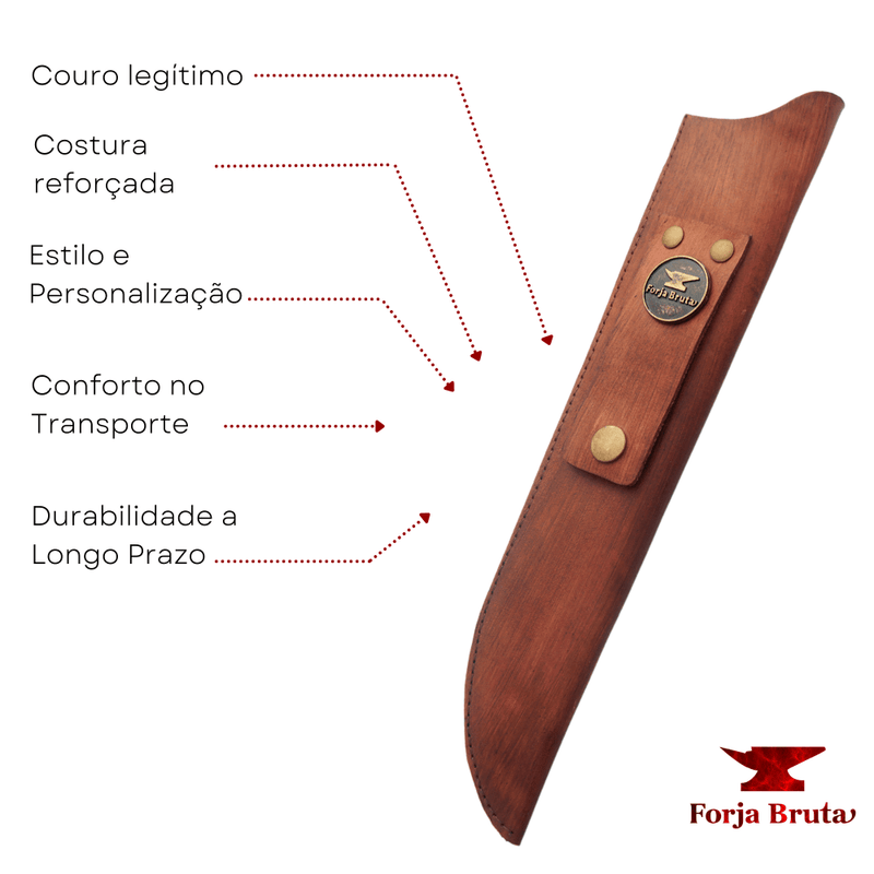 Combo Facas Artesanais 10", Modelo Pai Te Amo, Aço Inox - Cabo madeirado com azul - Forja Bruta