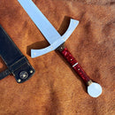 Espada Medieval - Cabo Resinado Vermelho - 25 Polegadas - Inox - Forja Bruta