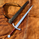 Espada Medieval - Cabo Resinado Vermelho - 25 Polegadas - Inox - Forja Bruta