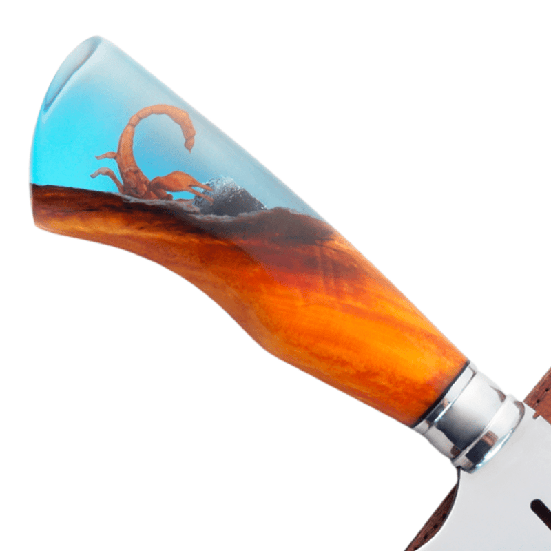 Faca Artesanal 10", Modelo Folha Escorpião, Aço Inox - Forja Bruta