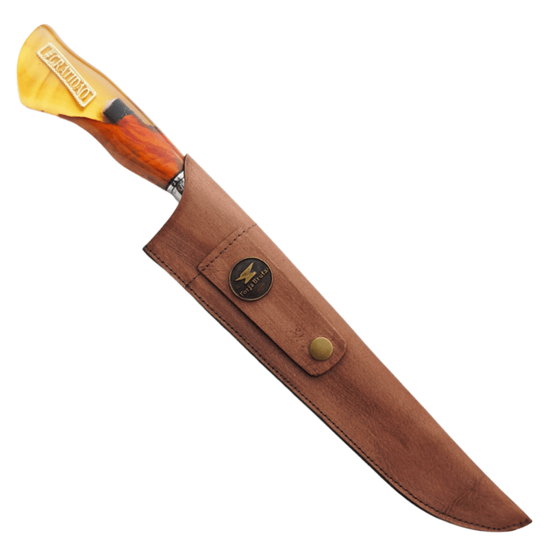 Faca Artesanal 10", Modelo Gratidão, Aço Inox - Forja Bruta