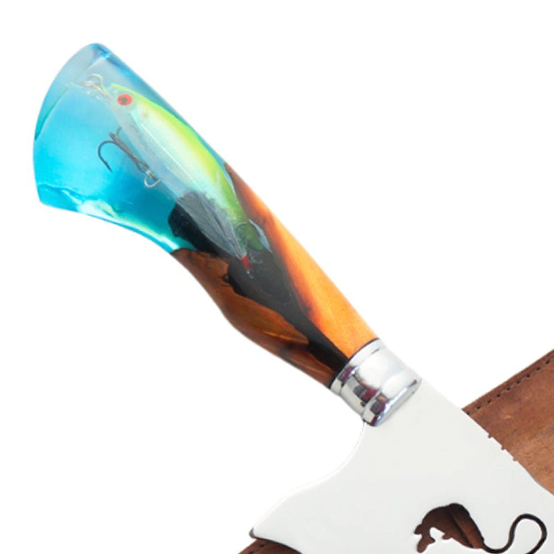 Faca Artesanal 10", Modelo Quem Pesca Vive Mais, Aço Inox - Forja Bruta