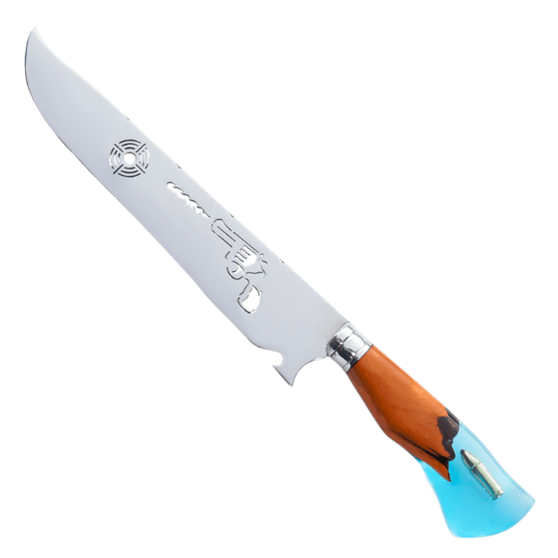 Faca Artesanal 10", Modelo Tiro ao Alvo, Aço Inox - Forja Bruta