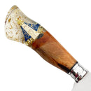 Faca Artesanal 10 Polegadas Nossa Senhora - Aço Inox Premium com Bainha em Couro - Forja Bruta