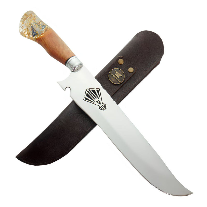 Faca artesanal 10 polegadas, Nossa Senhora Aparecida, Aço Inox - Forja Bruta