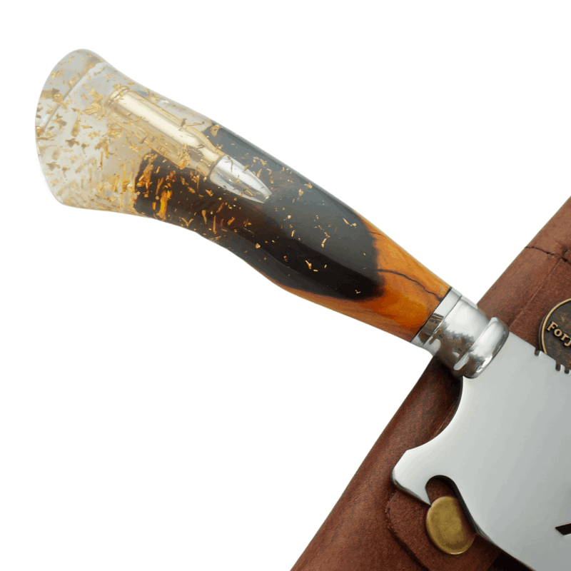 Faca Artesanal 8", Modelo Somos do Mato Cabo Gold - Forja Bruta