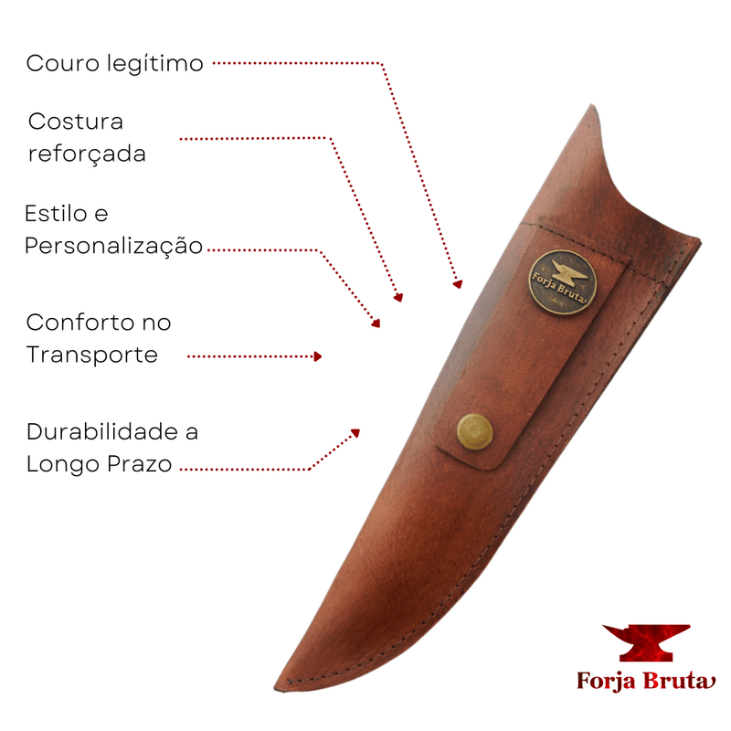 Faca Artesanal 8", Modelo Somos do Mato Cabo Gold - Forja Bruta