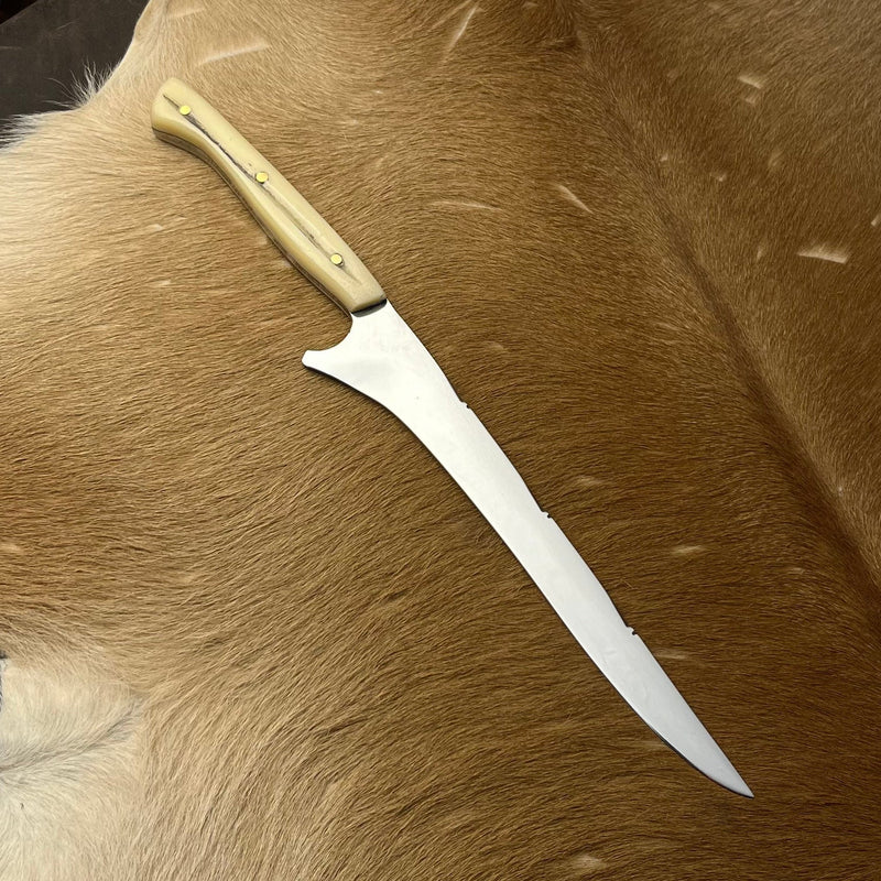 Faca Fileteira 8", Cabo em Osso Bovino - Forja Bruta