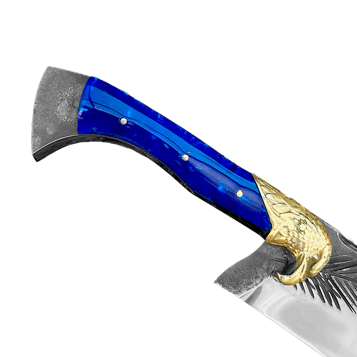 Faca Forjada Modelo Águia - Cabo Azul Premium - Forja Bruta