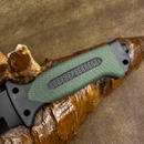 Faca Tática cabo verde musgo com quebra gelo + Bainha com bússola, pederneira e apito - Forja Bruta