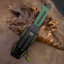 Faca Tática cabo verde musgo com quebra gelo + Bainha com bússola, pederneira e apito - Forja Bruta