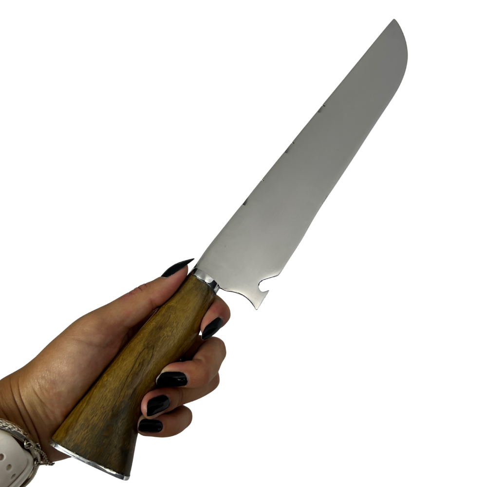 Faca de Churrasco Slim Lisa 10" - Cabo de Madeira - Personalização Laser Grátis | Doma Crioula Cutelaria Artesanal