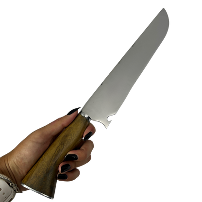 Faca de Churrasco Slim Lisa 10" - Cabo de Madeira - Personalização Laser Grátis | Doma Crioula Cutelaria Artesanal