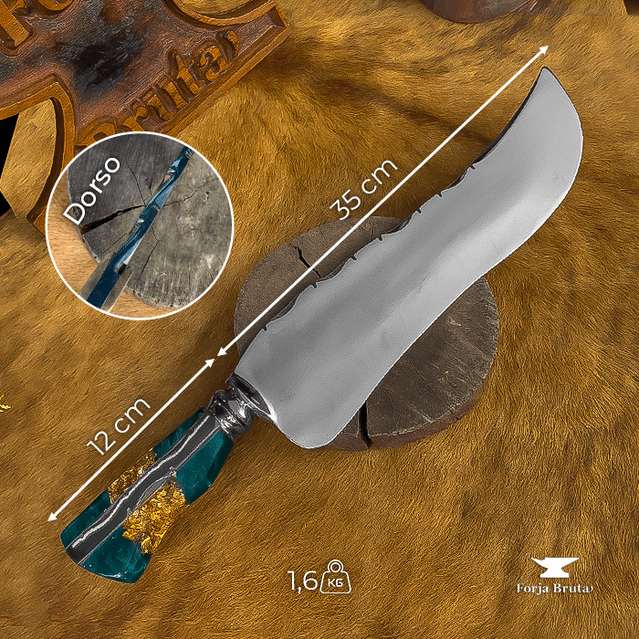 Forjada Espelhada Cabo Full Tang Invertido - 13 Polegadas - Forja Bruta