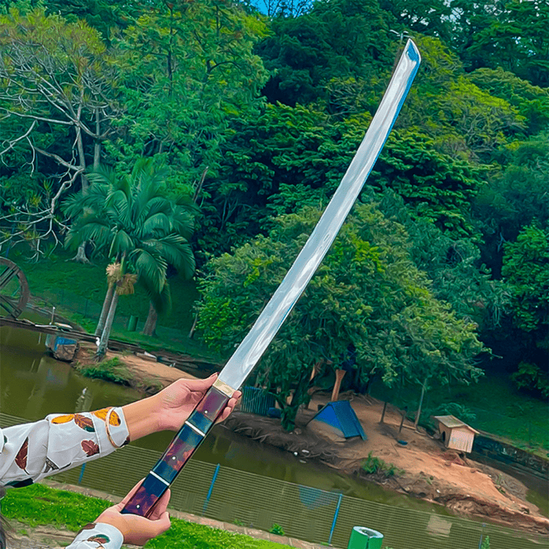 Katana Oriental 25 Polegadas - Espada Samurai Tradicional com Cabo em Resina Premium - Forja Bruta