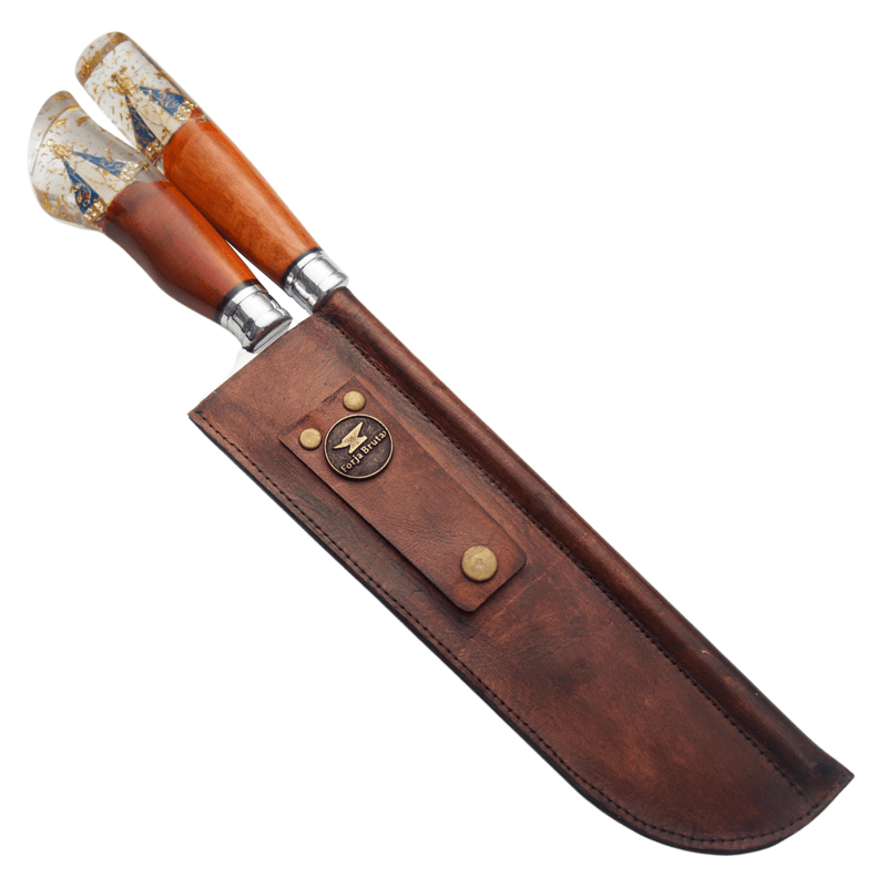 Kit Churrasco - Faca e Chaira Cabo Nossa Senhora - Forja Bruta