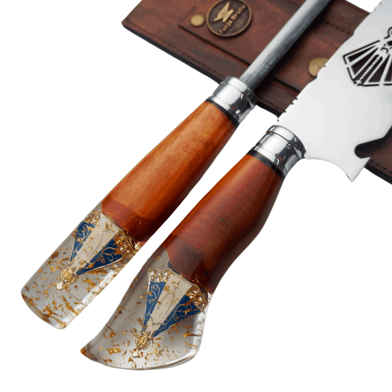 Kit Churrasco - Faca e Chaira Cabo Nossa Senhora - Forja Bruta