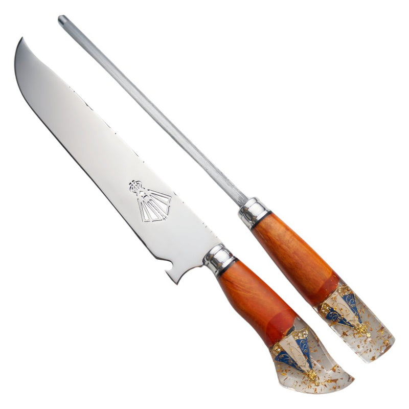 Kit Churrasco - Faca e Chaira Cabo Nossa Senhora - Forja Bruta