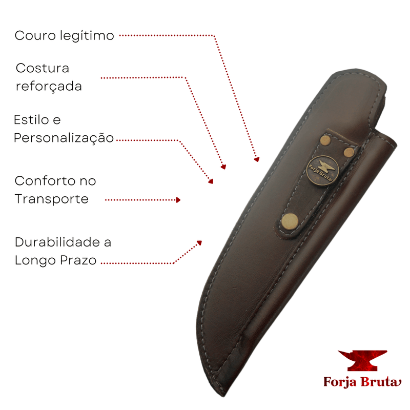 Kit Churrasco, Faca e Chaira Rabo De Tatu - Forja Bruta