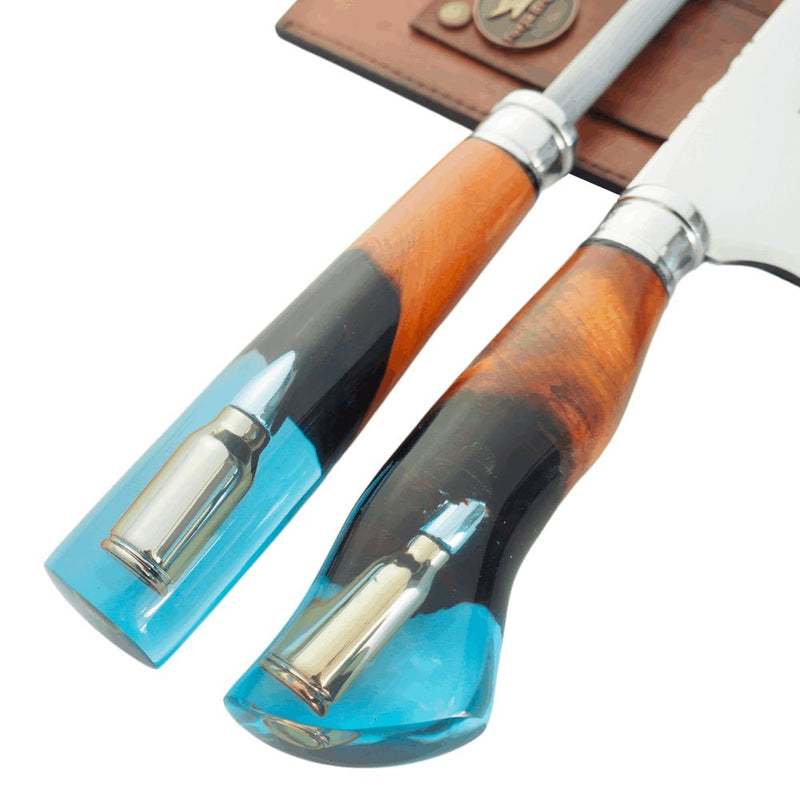 Kit Churrasco Faca e Chaira - Vários cabos - Forja Bruta