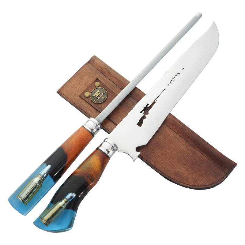 Kit Churrasco Faca e Chaira - Vários cabos - Forja Bruta