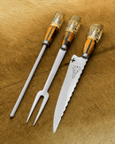 Kit Churrasco Nossa Senhora - Faca + Garfo + Chaira Artesanal - Forja Bruta