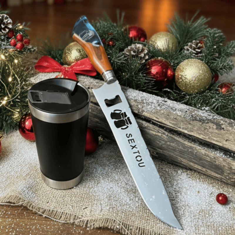 Kit Churrasco Premium – Faca 10" Vazado + Copo Térmico - Forja Bruta