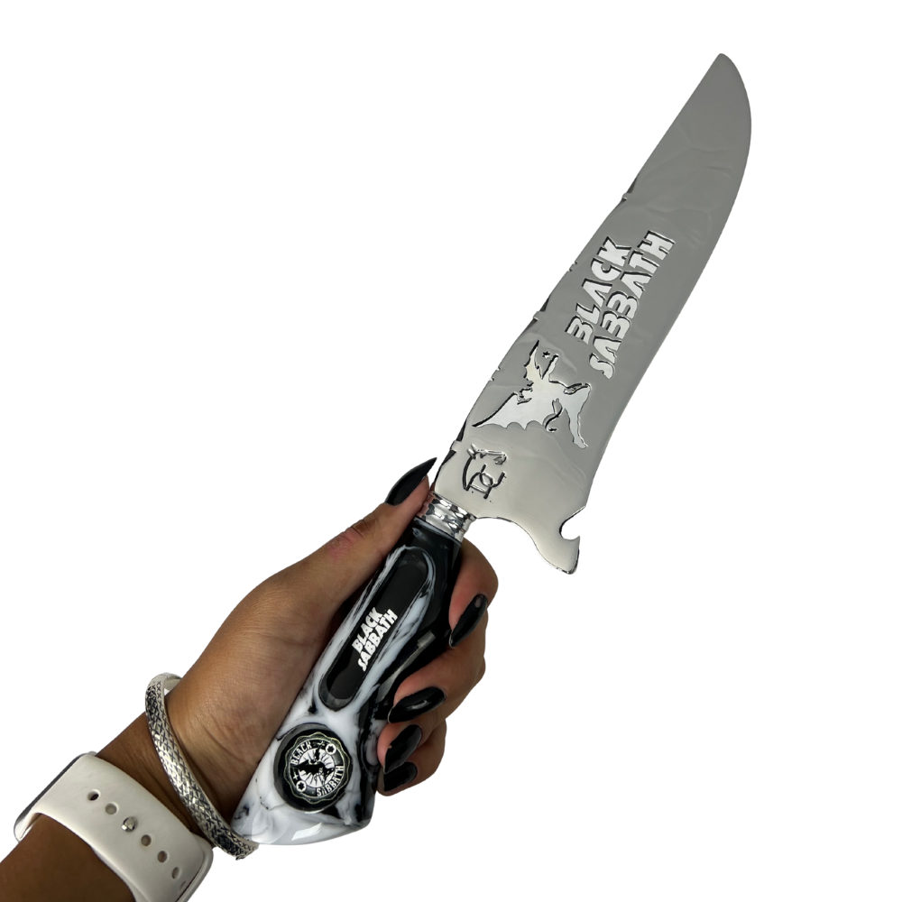 Faca Black Sabbath 8 Polegadas | Lâmina Vazada - Cabo Resina Personalizado | Doma Crioula Cutelaria Artesanal
