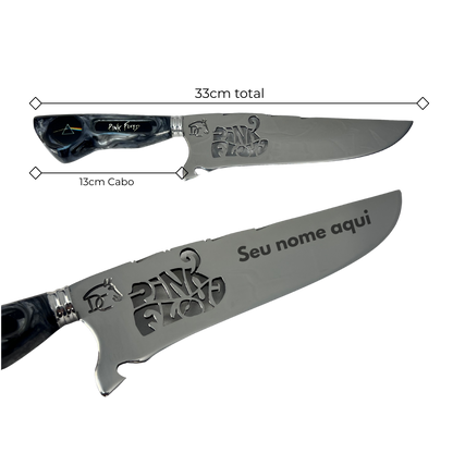 Kit Pink Floyd - Faca 8" + Copo Térmico - Gravação a Laser 360° | Doma Crioula Cutelaria Artesanal